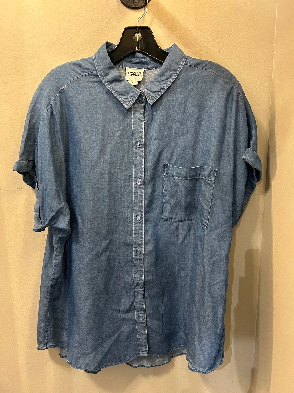 Top Short Sleeve By Como Vintage In Blue, Size: 2x Sporty Men's Tennis