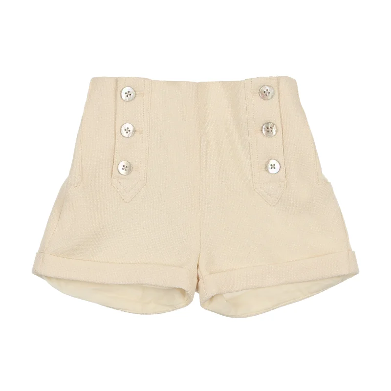 Coco Blanc Cream Button Shorts British Gentleman Style