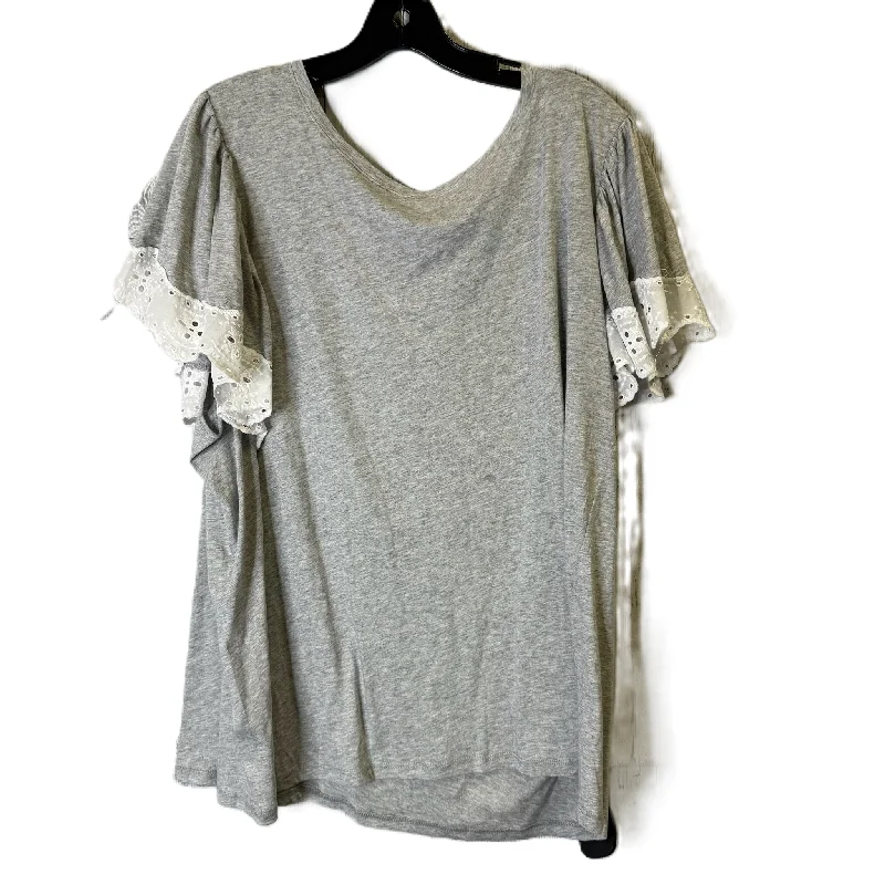 Top Short Sleeve By T Tahari In Grey, Size: 3x Casual Men's Loose