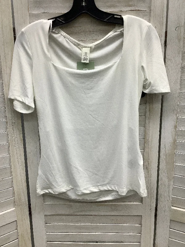 Top Short Sleeve By H&m In White, Size: M Polished Men's Silk