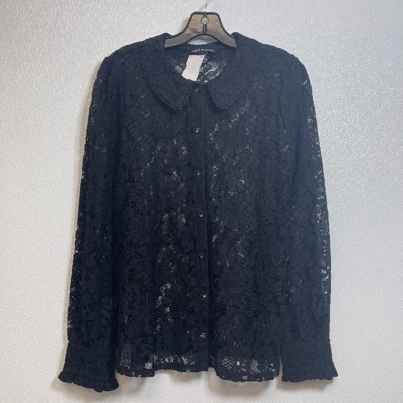 Blouse Long Sleeve By Cable And Gauge In Black, Size: L Streetwear Style