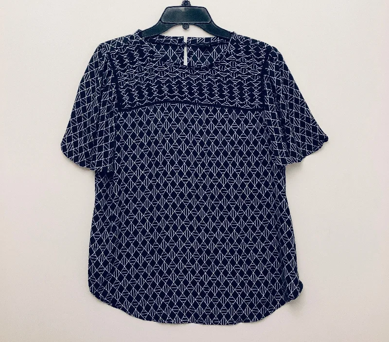 Top Short Sleeve By Ann Taylor In Navy, Size: M Trendy Men's Oversized