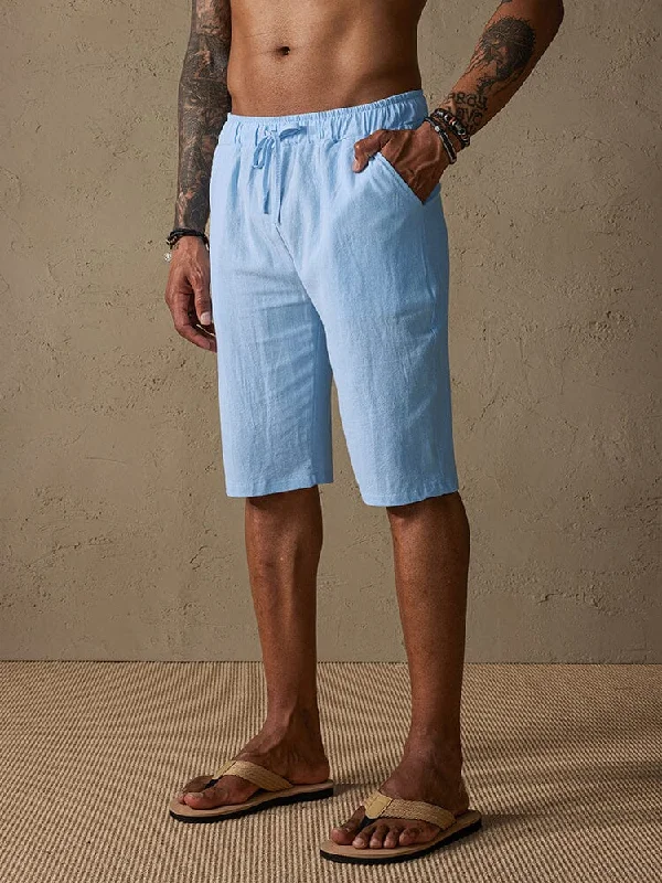 Casual Cotton Drawstring Shorts Elegant Men's Formal 