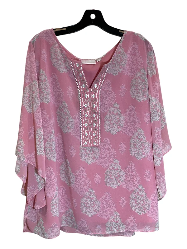 Top Short Sleeve By Clothes Mentor In Pink, Size: 1x Adventure