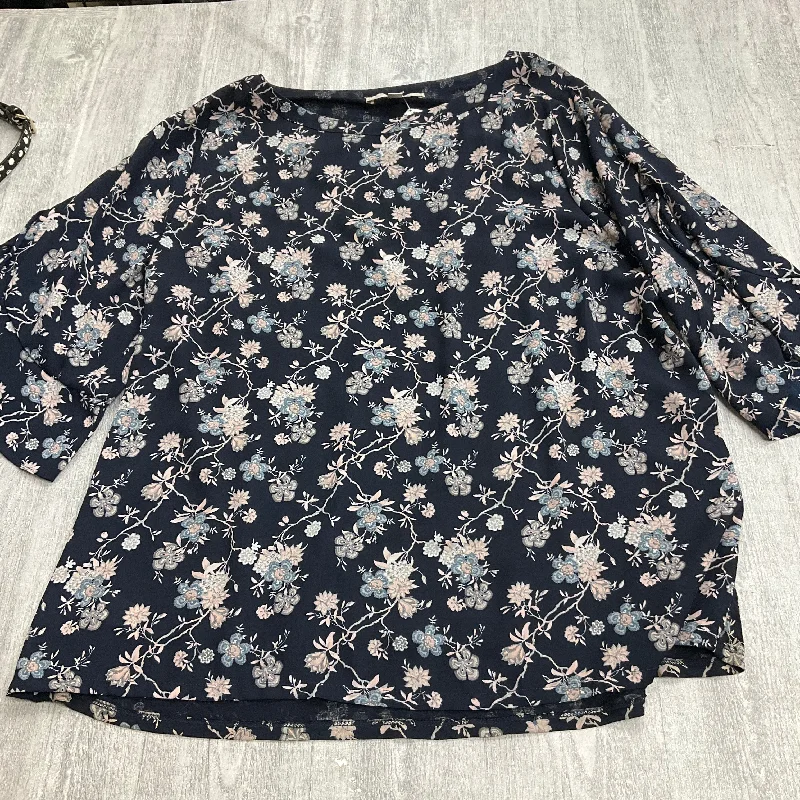 Top Long Sleeve By Loft In Floral Print, Size: Xl Youthful Men's Anime