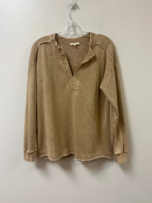 Top Long Sleeve By Easel In Brown, Size: S Unique Men's Upcycled