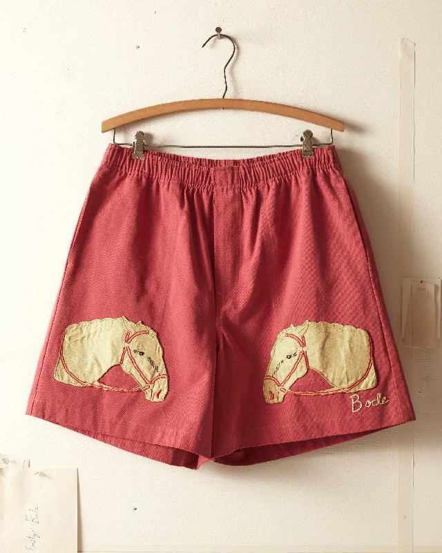 Pony Appliqué Shorts - Pink Cozy Men's Winter