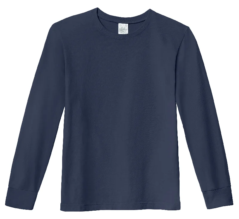 Boys Soft 100% Cotton Medium-Weight Long Sleeve Tee With Cuffs| Midnight Traditional Men's Wool