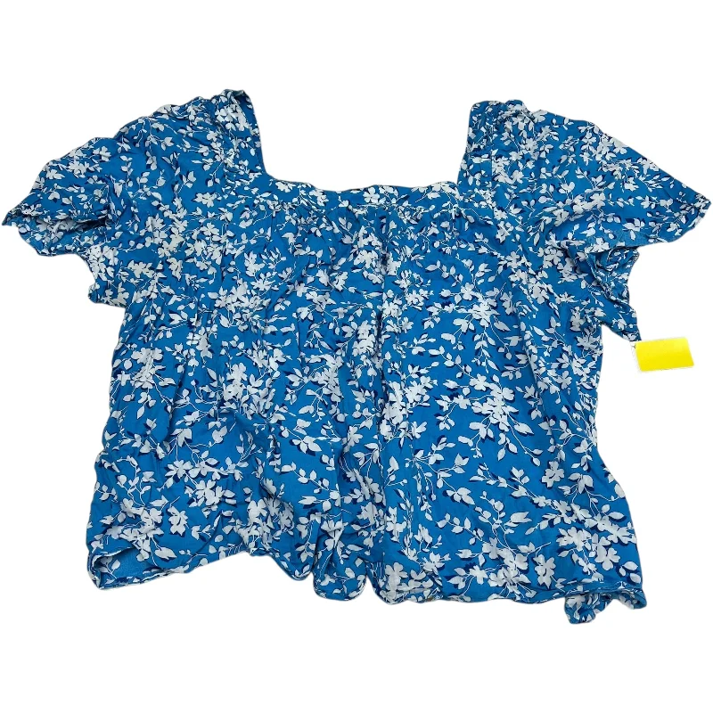 Top Short Sleeve By Draper James In Blue & White, Size: 3x Monochromatic Office Style