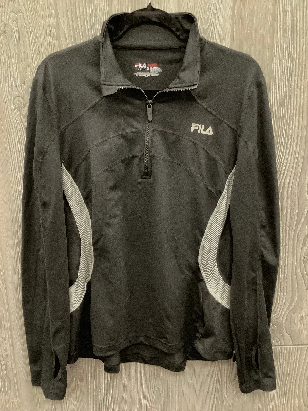 Athletic Top Long Sleeve Collar By Fila In Black, Size: Xl Stylish Men's Neon