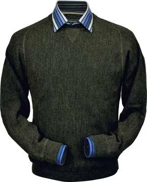 Peru Unlimited - Baby Alpaca Sweatshirt in Leaf Moss Heather Dapper Men's Bow