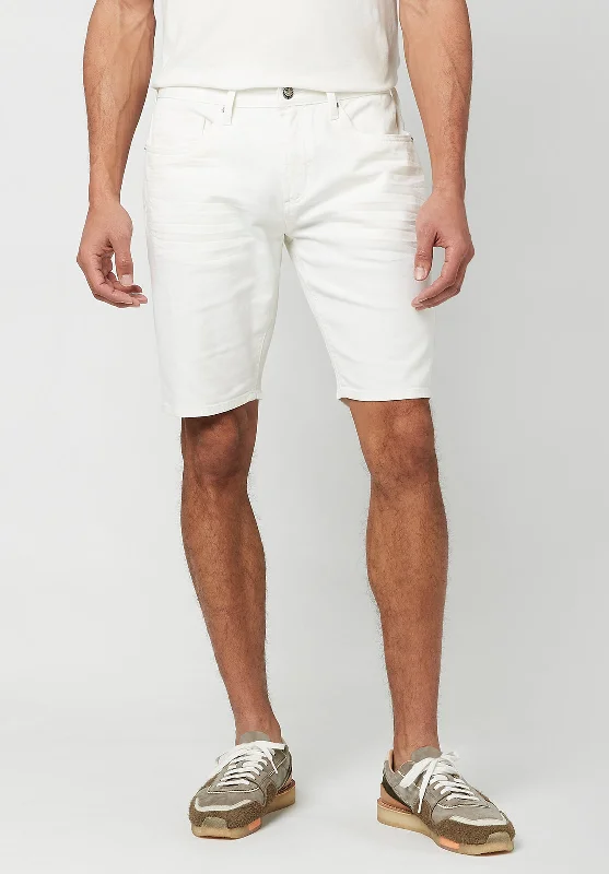 Slim Parker Men's Denim Shorts in White Rinse - BM22775 British Gentleman Style