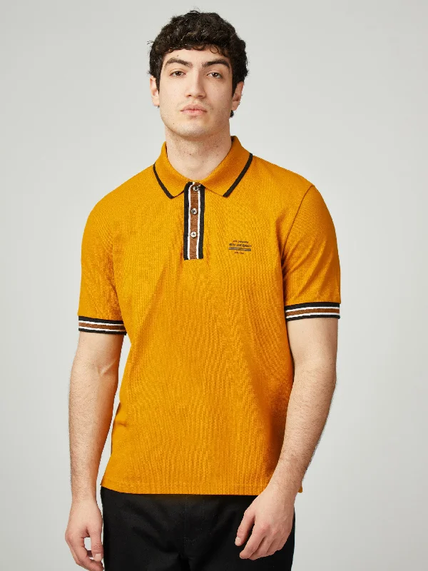 Placket Interest Polo - Antique Gold Earthy Men's Sustainable 