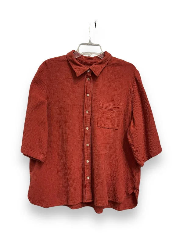 Top Short Sleeve By J. Crew In Red, Size: 2x Bold Men's Animal