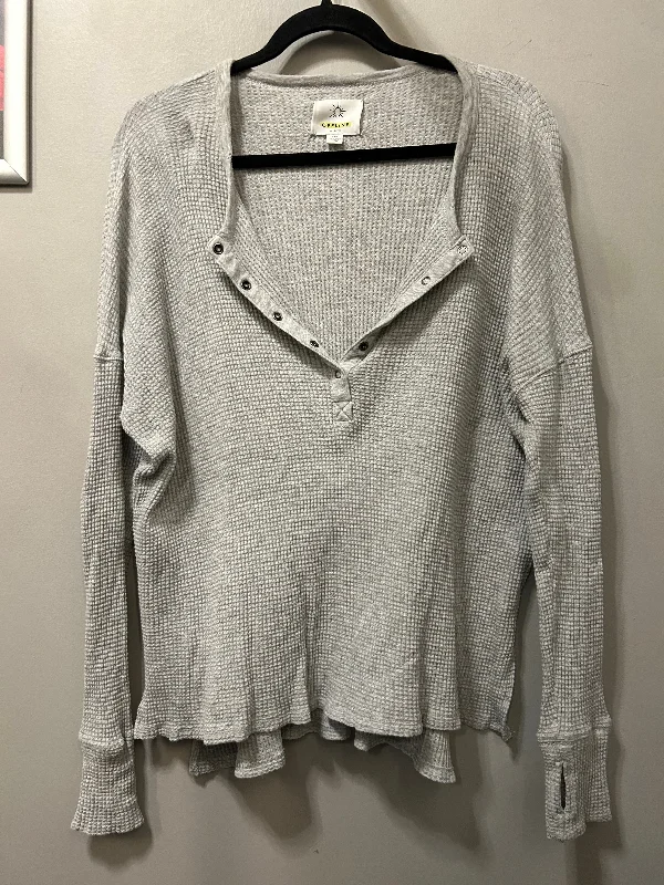 Top Long Sleeve By Aerie In Grey, Size: M Cool Men's Distressed