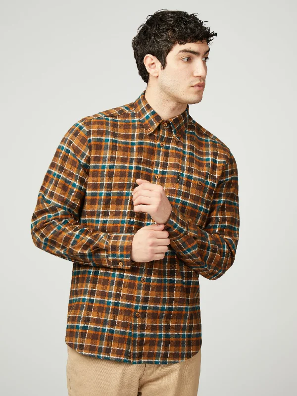 Brushed Plaid Check - Brown Organic