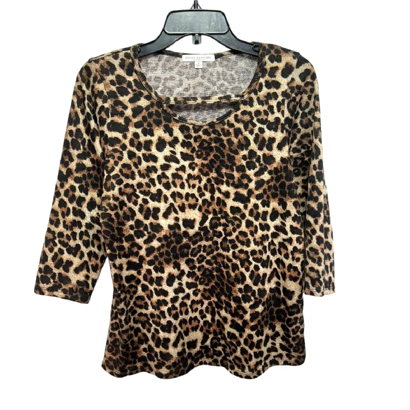 Top 3/4 Sleeve By Green Envelope In Leopard Print, Size: M Refined Men's Classic 