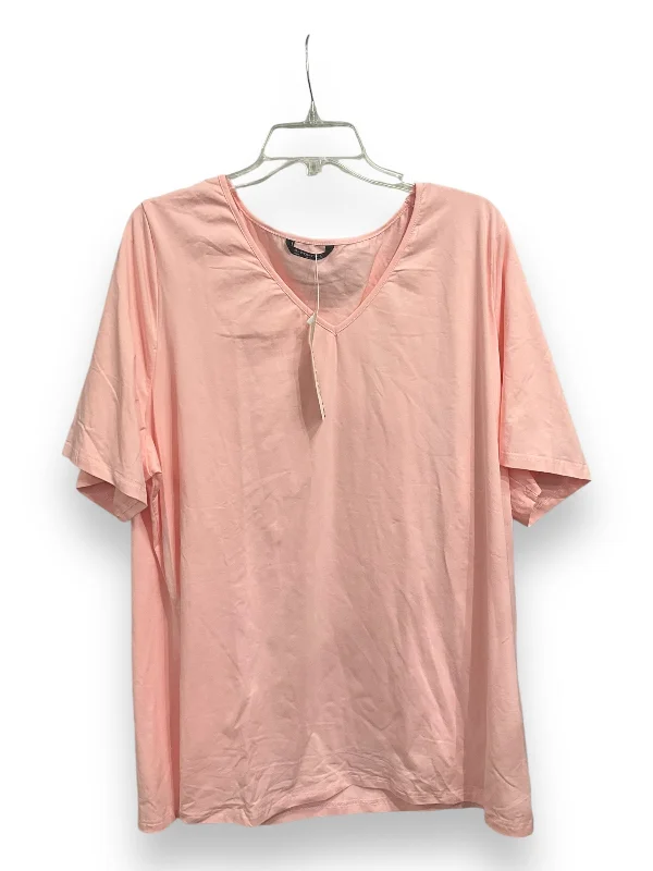 Top Short Sleeve Basic By Clothes Mentor In Pink, Size: 4x Laid