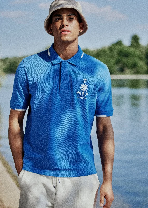 B by Ben Sherman Sports Club Embroidered Polo - Blue Preppy Men's College