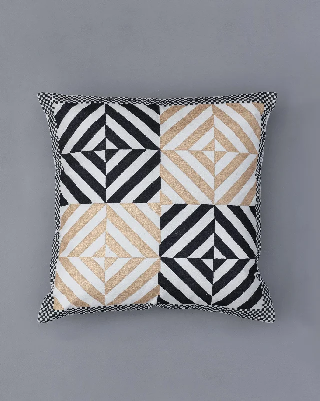 Tessera Cushion Cover - Black & Gold Tailored