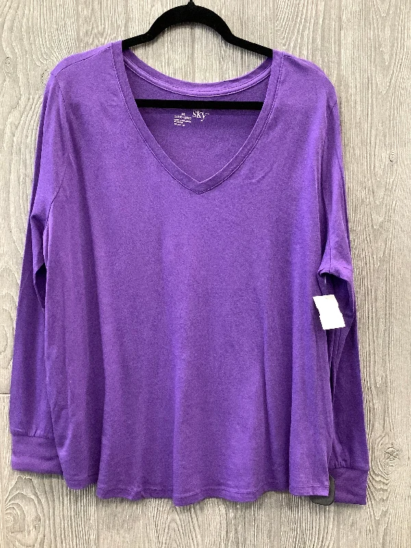 Top Long Sleeve Basic By Terra & Sky In Purple, Size: 1x Artistic Men's Hand