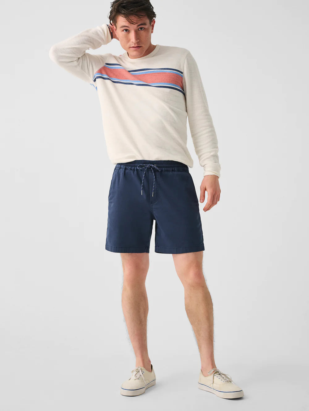 Faherty Essential Drawstring Short Washed Navy Lumberjack