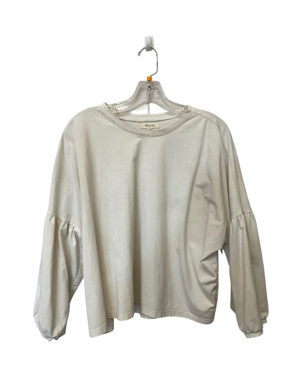 Top Long Sleeve By Madewell In Cream, Size: L Trendy Men's Scandinavian