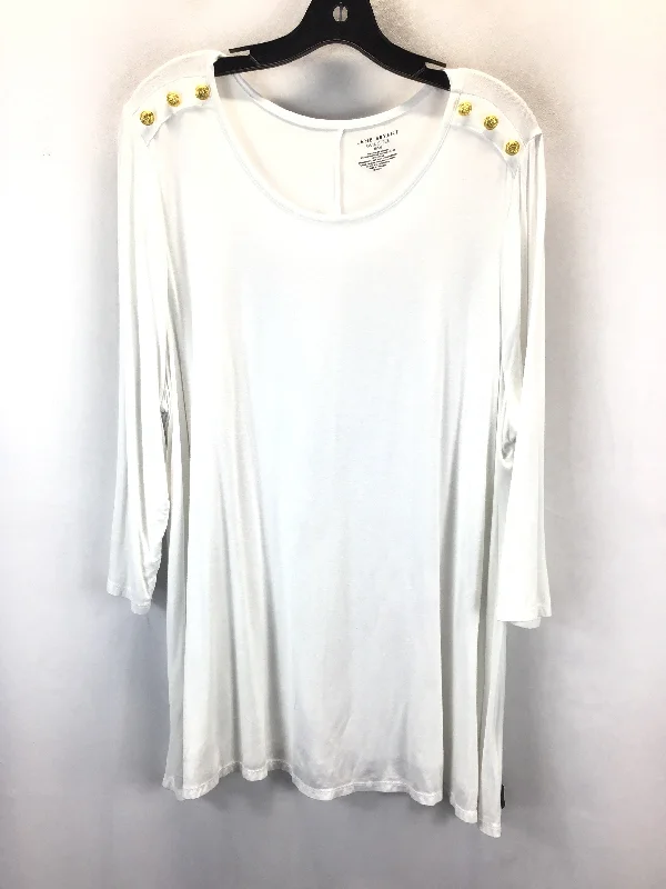 Top 3/4 Sleeve Basic By Lane Bryant In White, Size: 2x Vintage Men's 1970S Disco