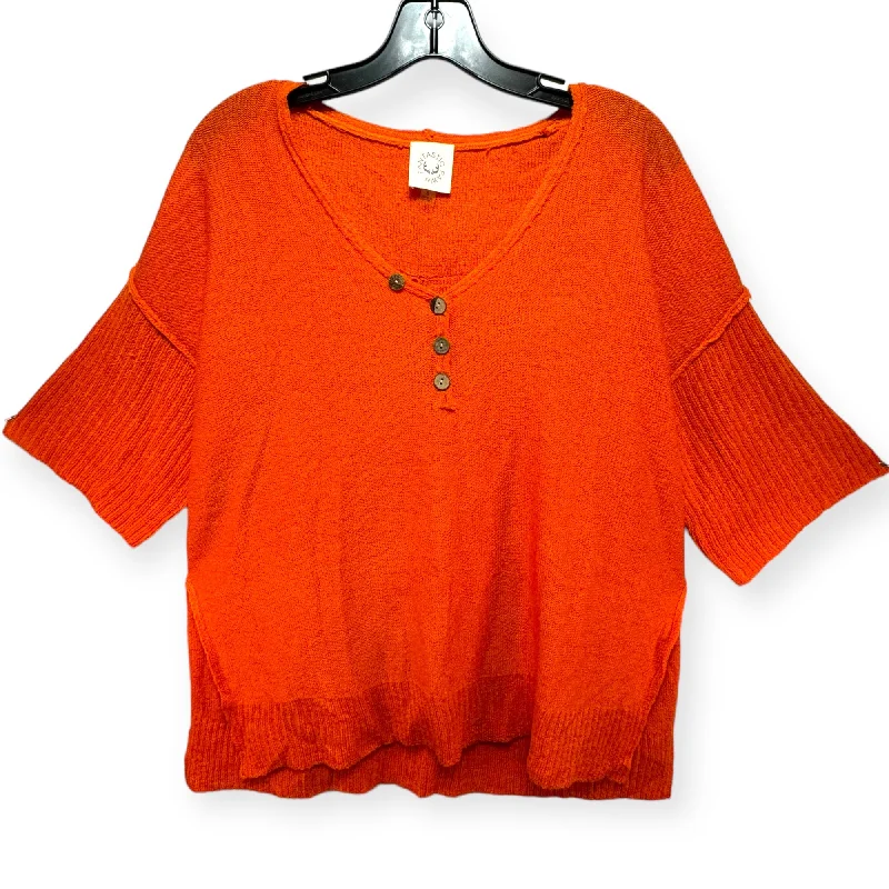 Sweater Short Sleeve By Fantastic Fawn In Orange, Size: S Sharp Men's Italian