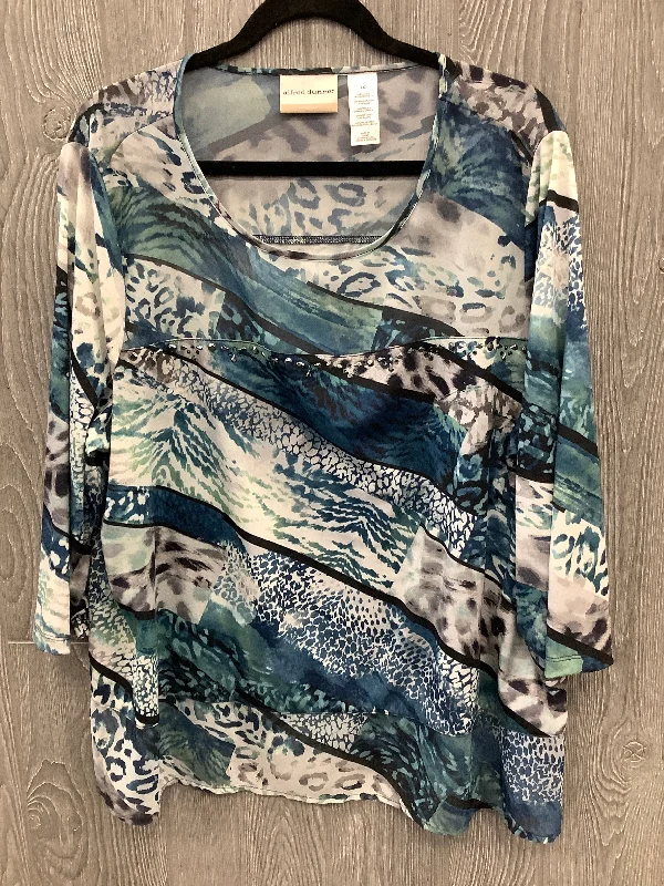 Top 3/4 Sleeve By Alfred Dunner In Blue, Size: 2x Masculine Men's Thick