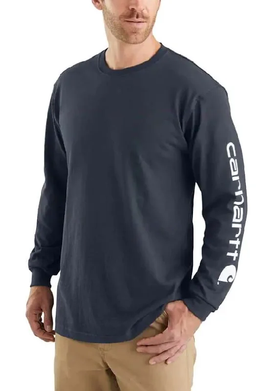 Men's Loose Fit Heavyweight Long-Sleeve Logo Sleeve Graphic T-Shirt Traditional Men's Wool