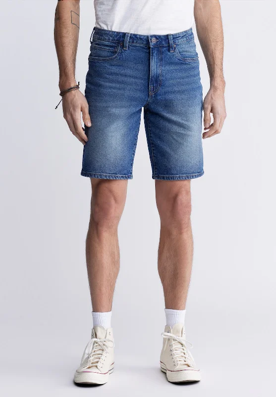 Relaxed Straight Dean Men's Denim Shorts, Contrast Whiskered - BM22953 Relaxed Men's Beach