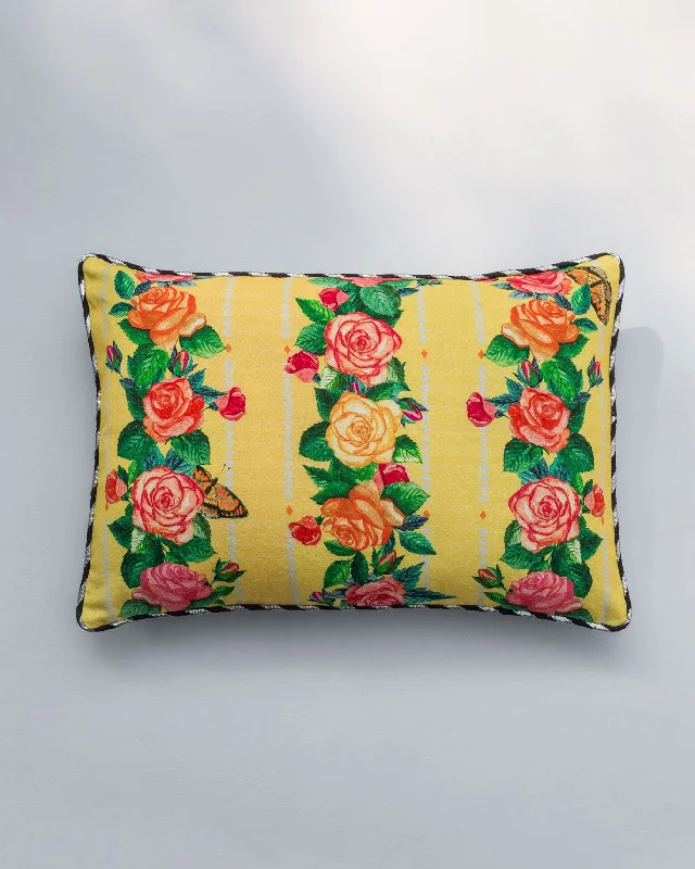 Rose Lumbar Cushion Cover - Yellow Practical Men's Multi