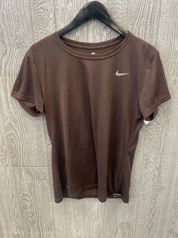 Athletic Top Short Sleeve By Nike In Brown, Size: L Cool Men's Distressed