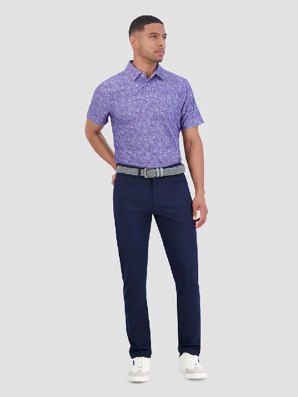 Broken Record Tech Jersey Sports Fit Polo - Orchid Refined Men's European