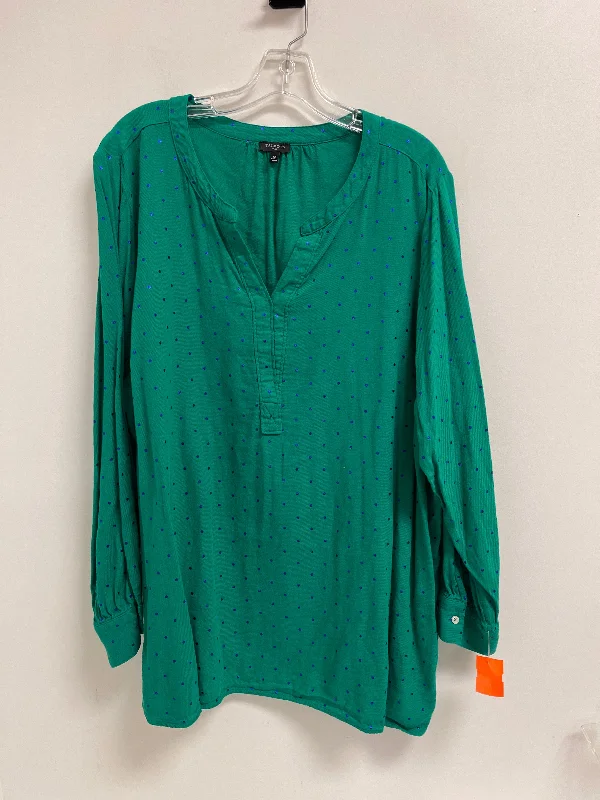 Top Long Sleeve By Talbots In Green, Size: 3x Sleek Men's Contemporary 