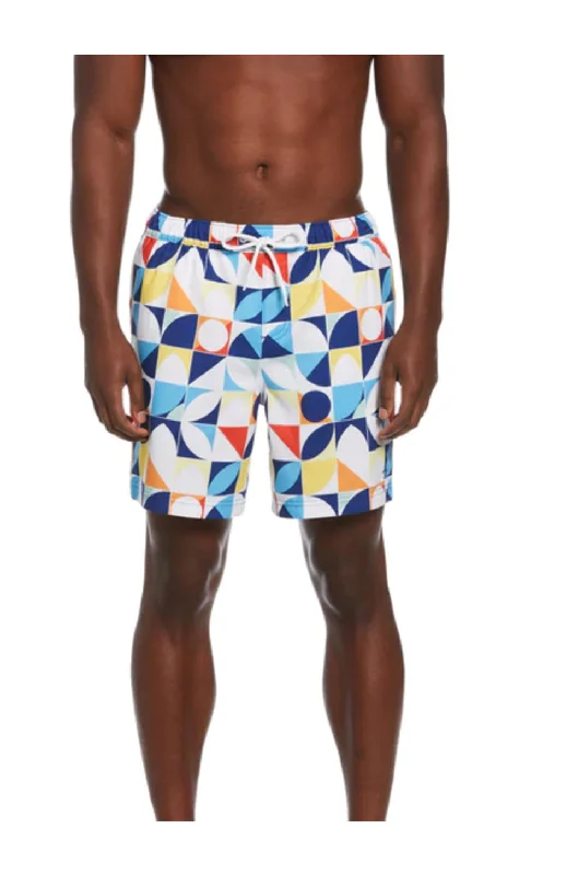 Original Penguin Retro Print Swim Shorts In Mazarine Blue Gym