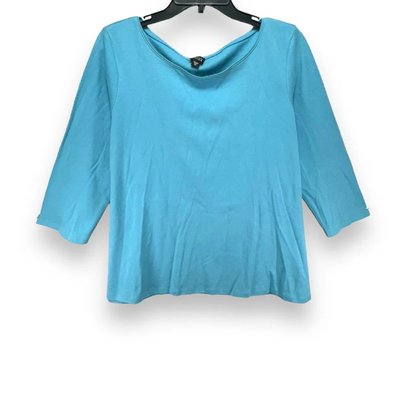 Top 3/4 Sleeve By Eileen Fisher In Blue, Size: Xl Confident Men's Power