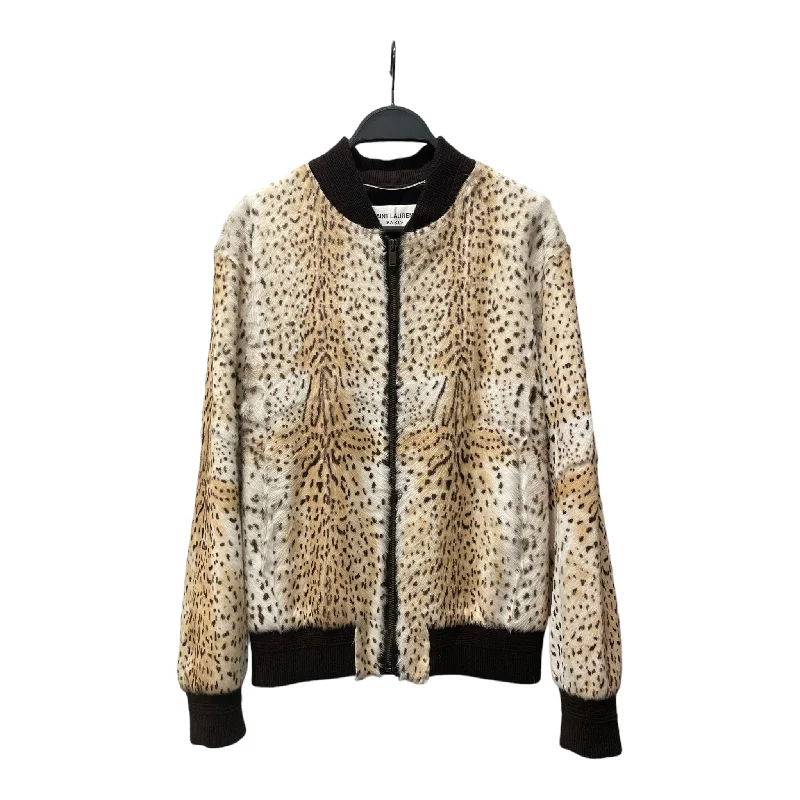 SAINT LAURENT/Souvenir Jkt/48/Animal Pattern/Cowhide/IVR/SAINT LAURENT CHEETAH BOMBER Refined Men's European