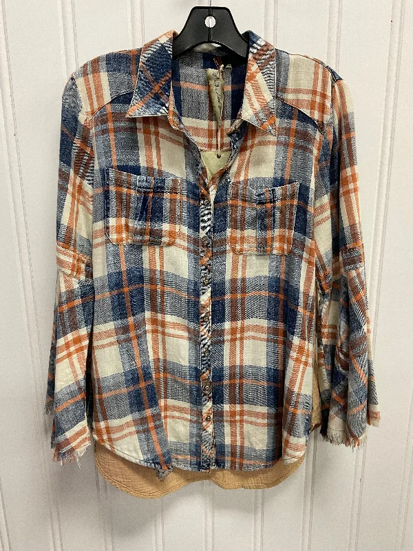 Top 3/4 Sleeve By Aratta In Plaid Pattern, Size:S Laid