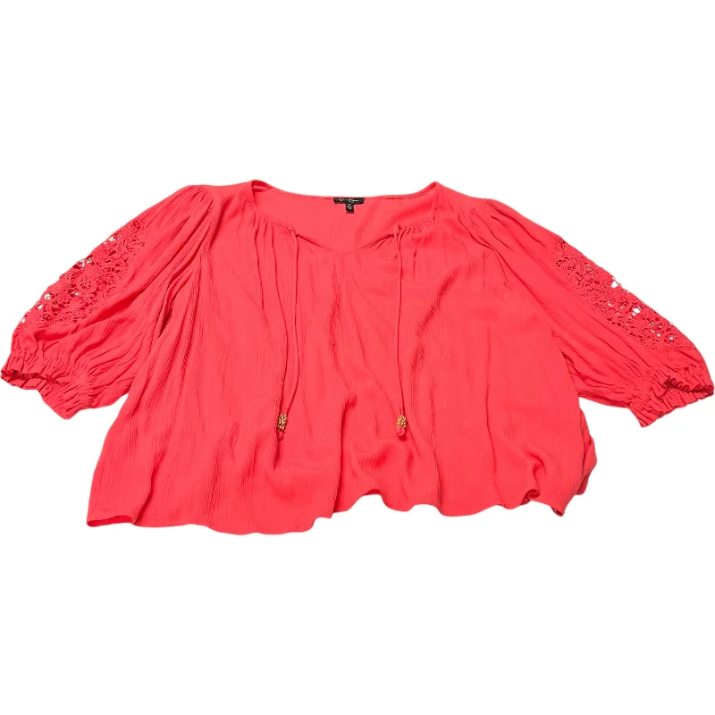 Top Short Sleeve By Jessica Simpson In Coral, Size: 2x Edgy Men's Punk