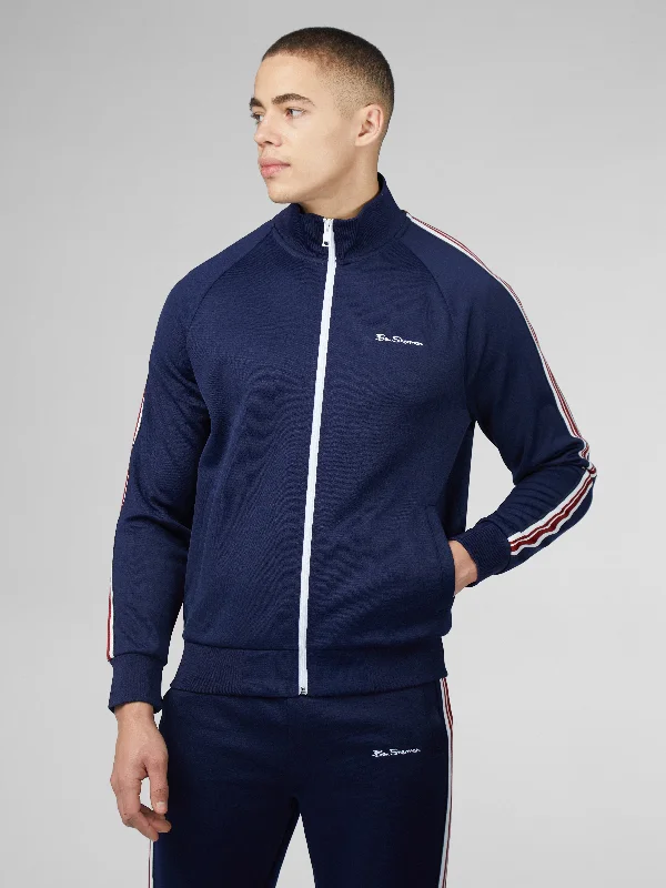 Signature Taped Tricot Track Top - Marine Elegant Men's Cashmere