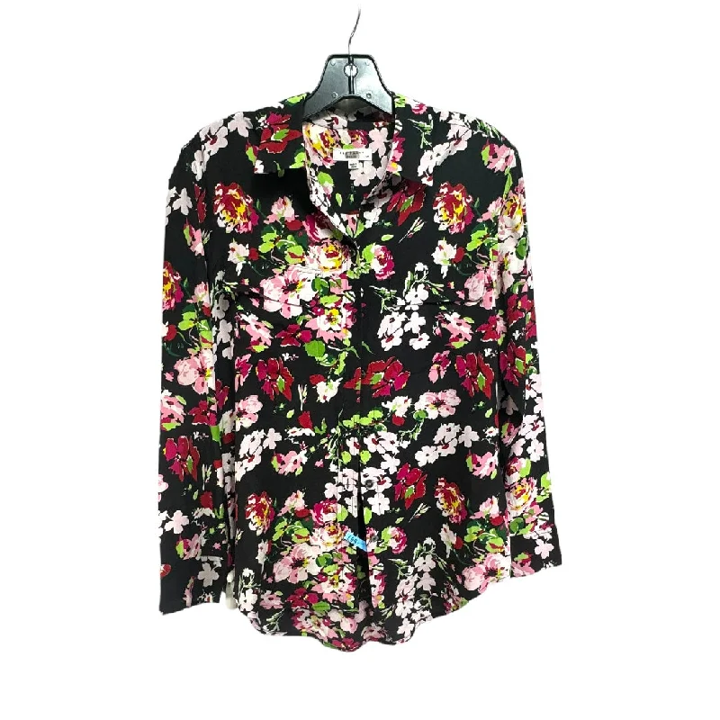 100% Silk Blouse Long Sleeve By Equipment In Floral, Size: S Confident Men's Power