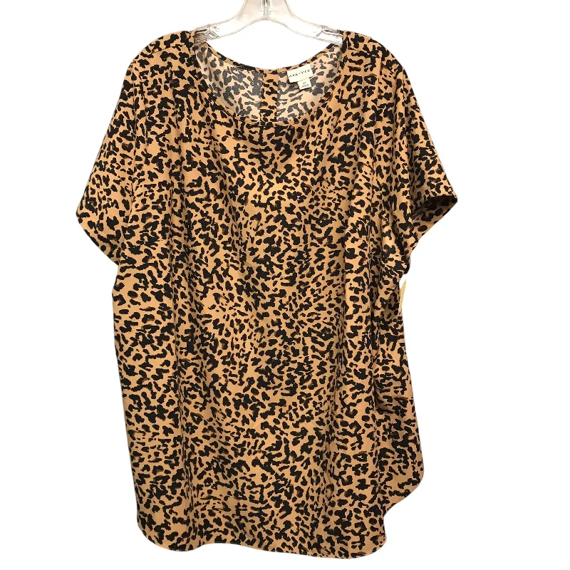 Top Ss By Ava & Viv In Animal Print, Size:3X Monochromatic Office Style