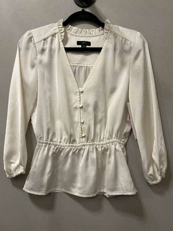 Top Long Sleeve By J. Crew In Cream, Size: Xs Laid