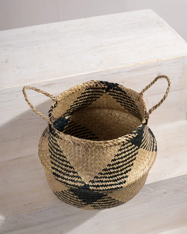 Seagrass Belly Basket - Natural & Black Adventure