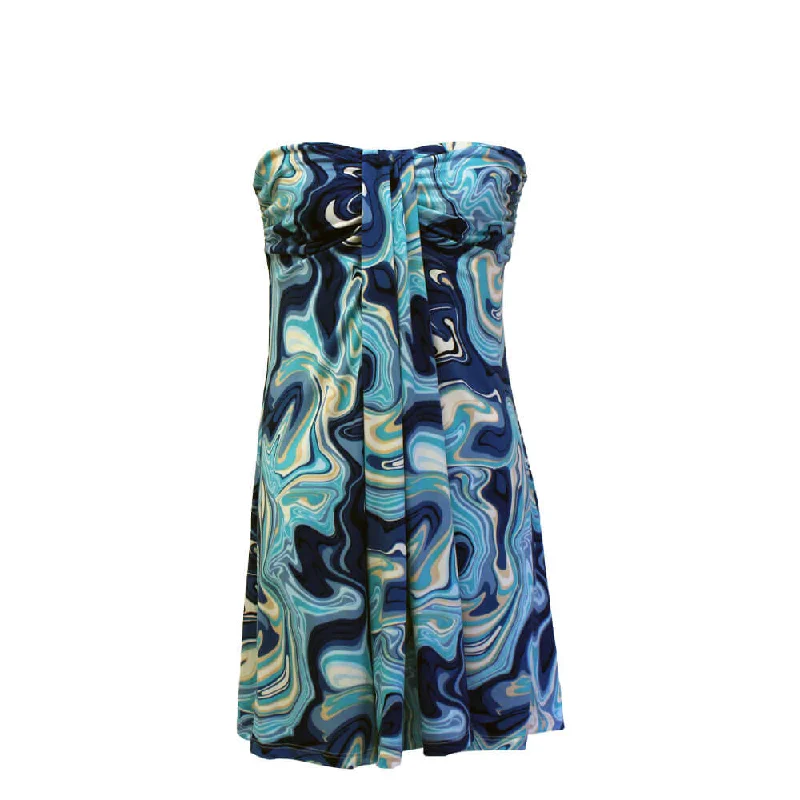 J Valdi Swirls Waterfall Dress Coverup - Blue Multi Stylish Men's Tropical 