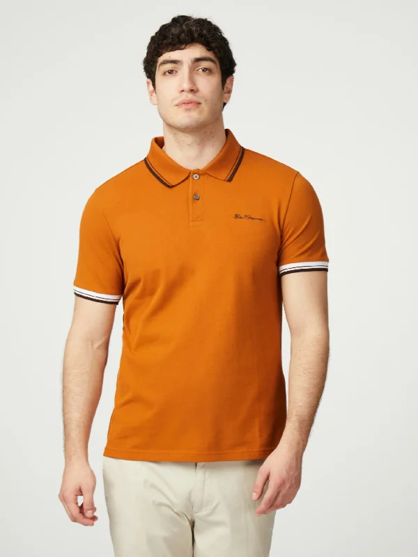 Signature Pique Polo - Orange Luxurious Men's High