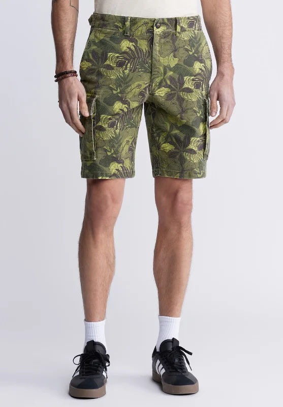 Hackman Men's Cargo Shorts in Sphagnum Green Print - BM24265 Streetwear Style