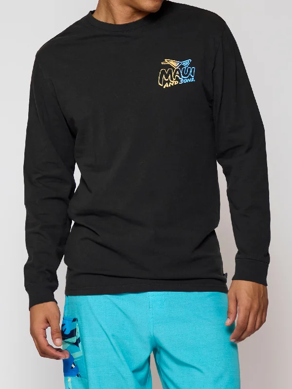 Sun & Surf Long Sleeve in Black Elegant Men's Cashmere